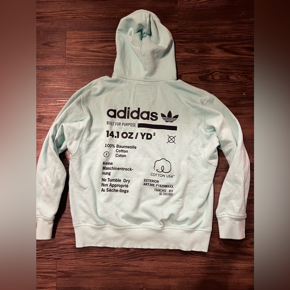 Teal Adidas Built for Purpose Hoodie M - Picture 3 of 6